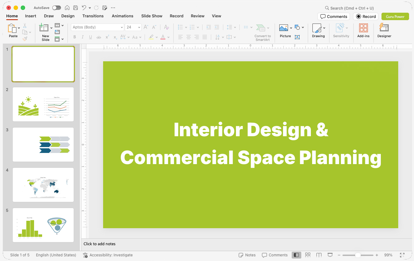 Interior Design & Commercial Space Planning Presentations