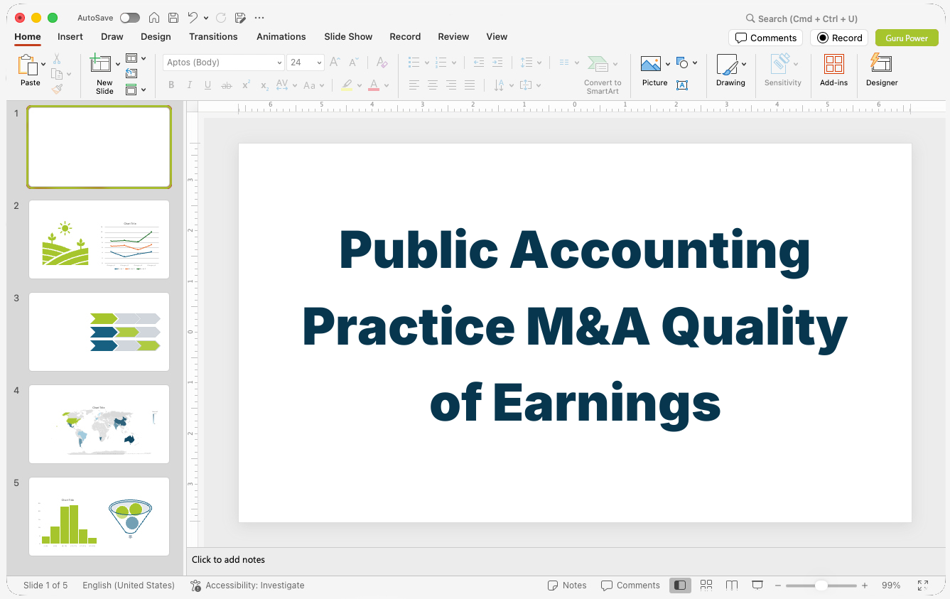 Public Accounting Practice M&A Quality of Earnings Presentation
