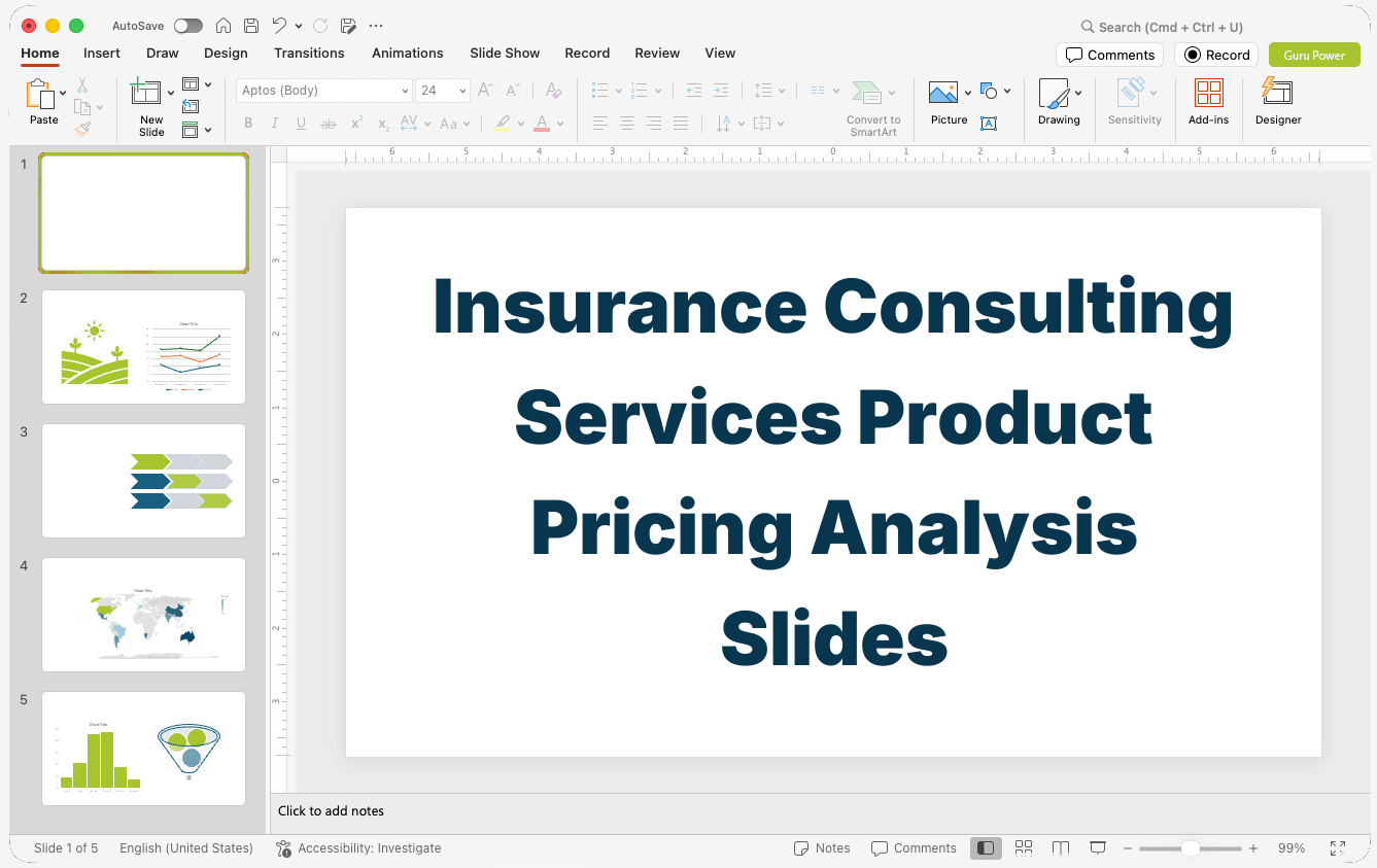 Insurance Consulting Services Product Pricing Analysis Slides