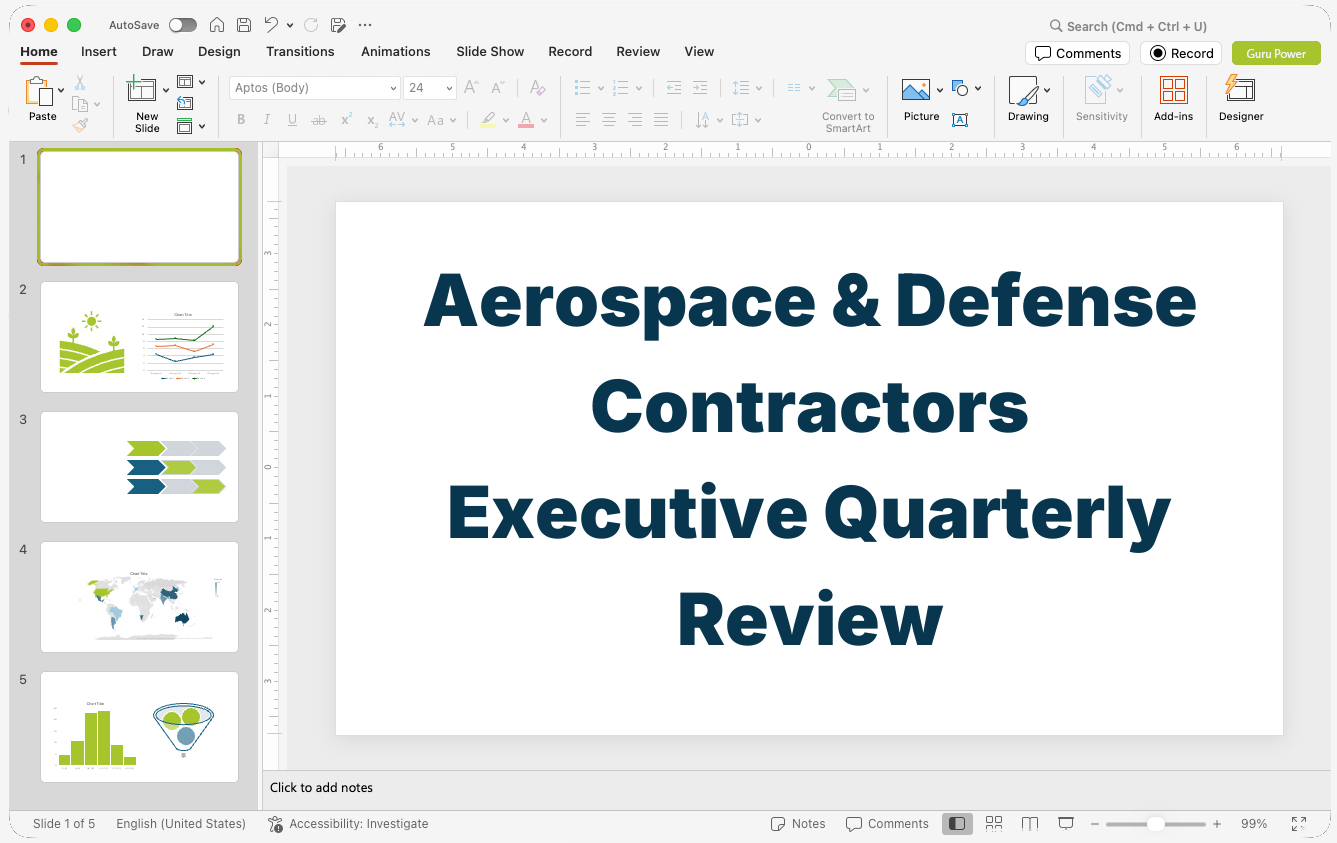 Aerospace & Defense Contractors Executive Quarterly Review Presentation