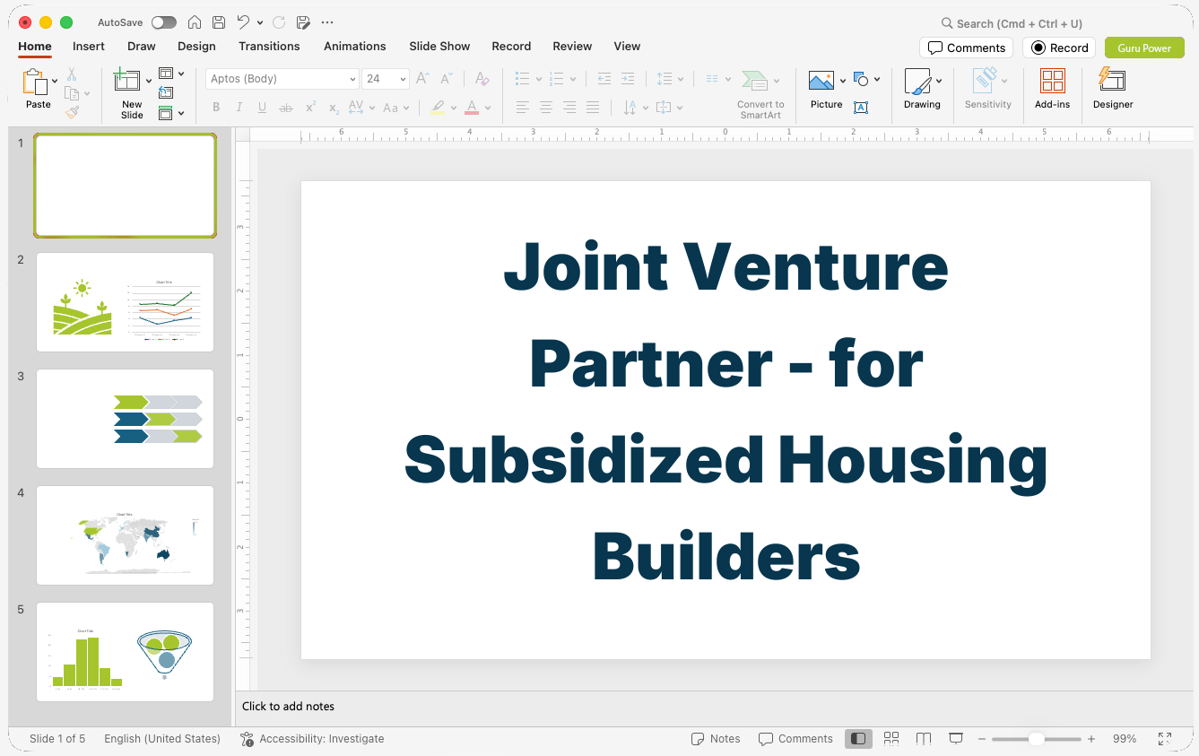 Joint Venture Partner Pitch-Deck for Subsidized Housing Builders