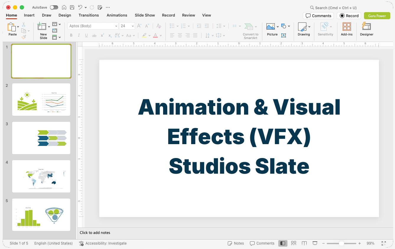 Animation & Visual Effects (VFX) Studios Slate Deck
