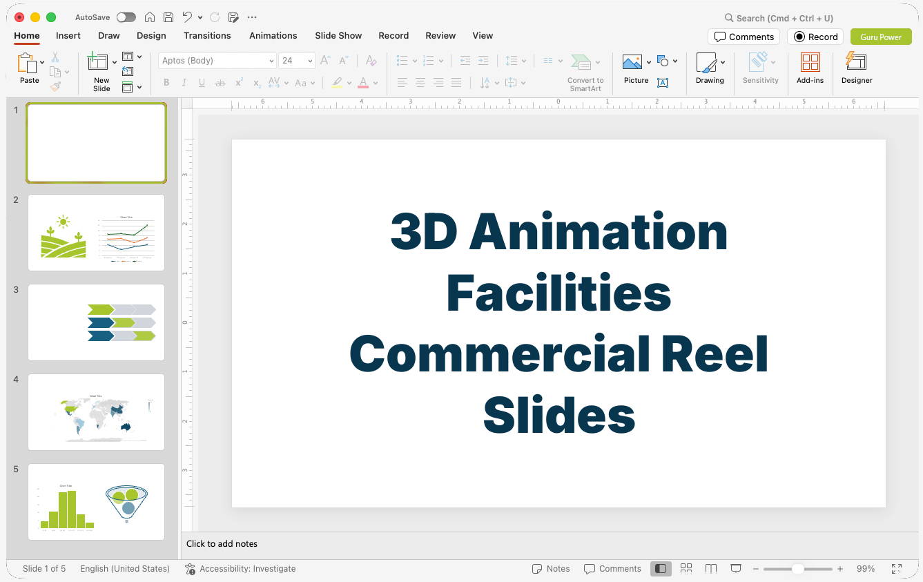 3D Animation Facilities Commercial Reel Slides