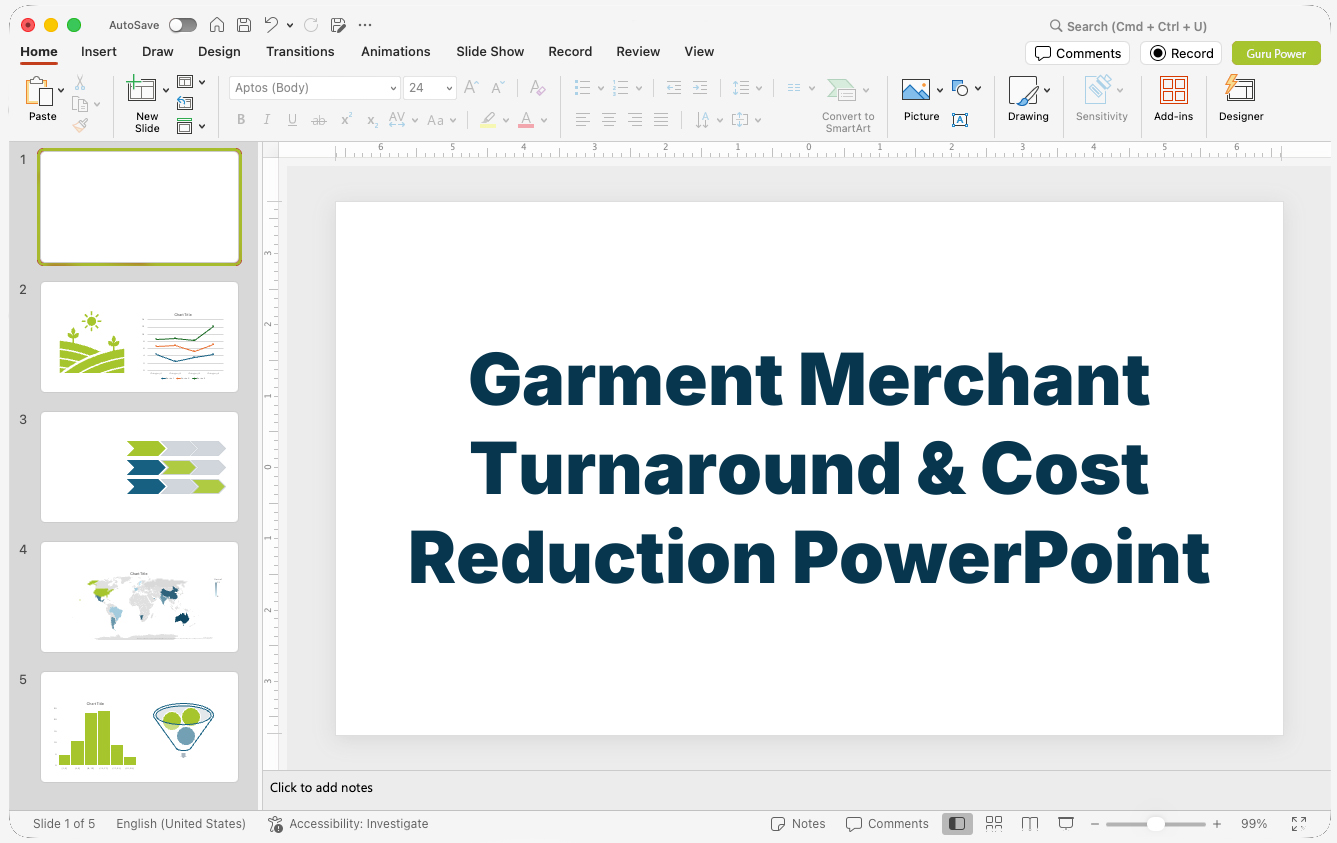 Garment Merchant Turnaround & Cost Reduction PowerPoint