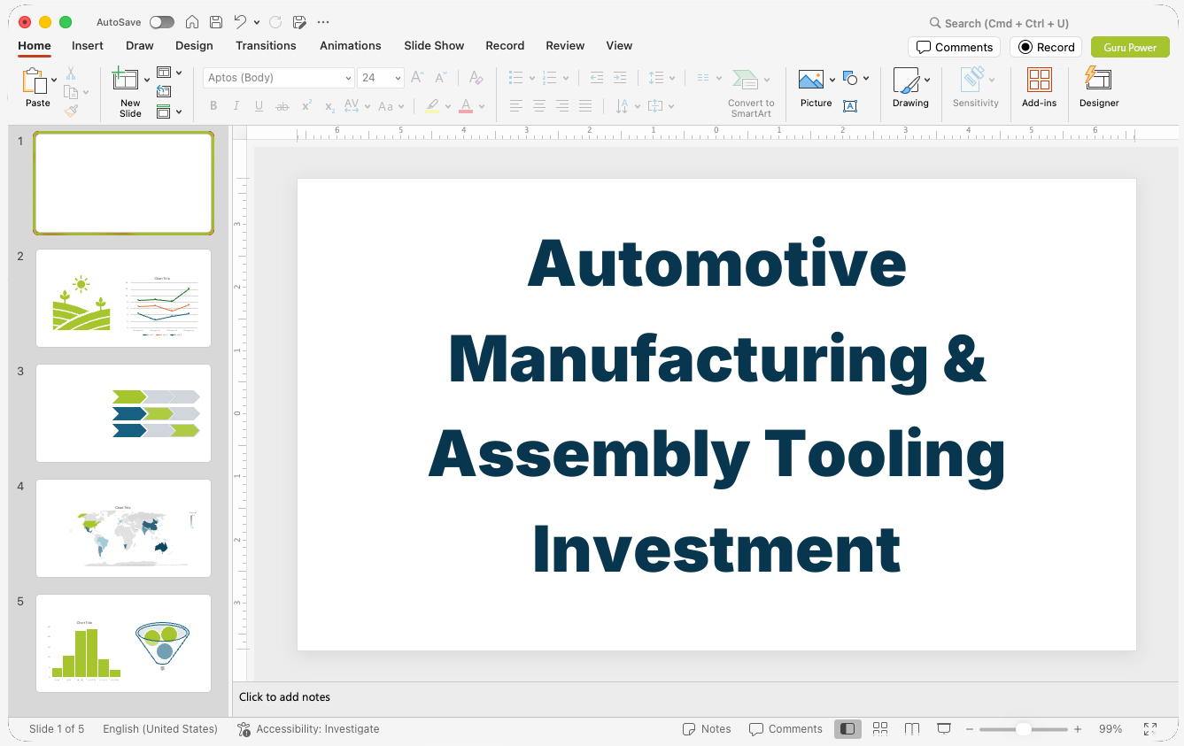 Automotive Manufacturing & Assembly Tooling Investment Pitch-Deck