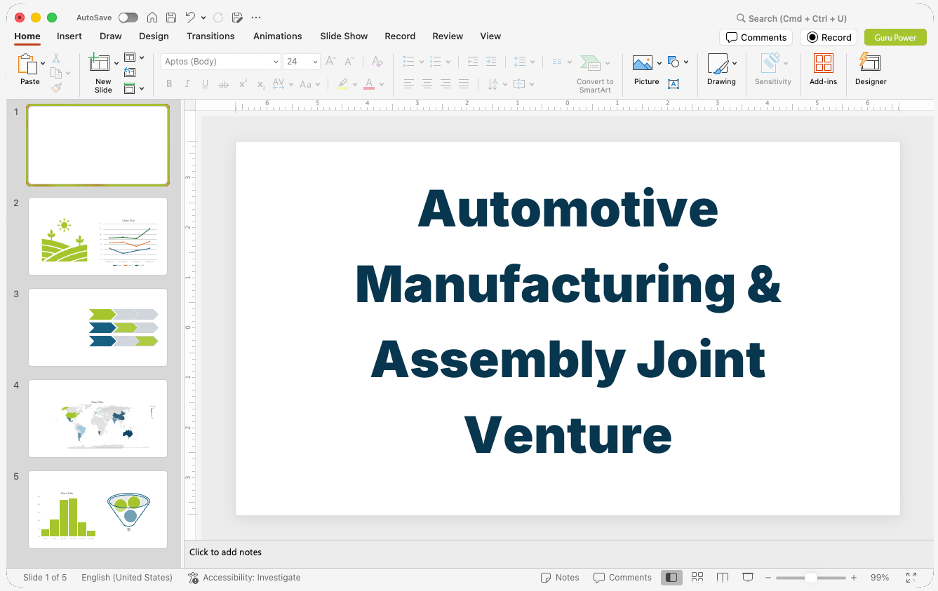 Automotive Manufacturing & Assembly Joint Venture Pitch-Deck