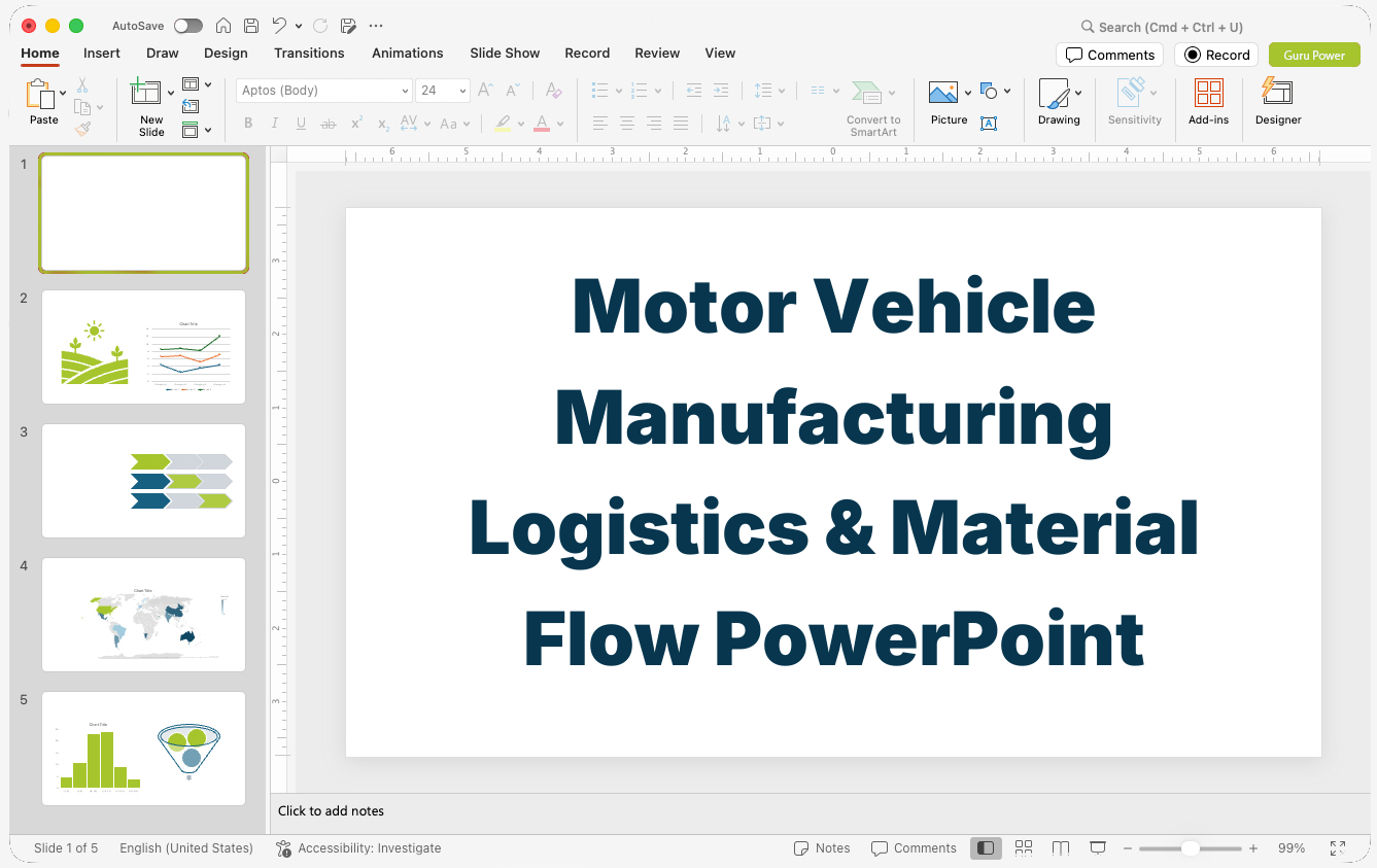 Motor Vehicle Manufacturing Logistics & Material Flow PowerPoint