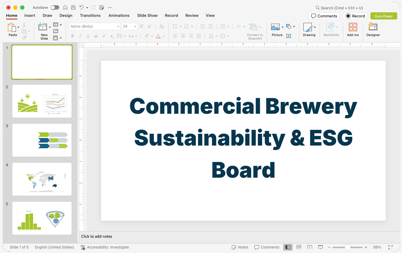 Commercial Brewery Sustainability & ESG Board Presentation
