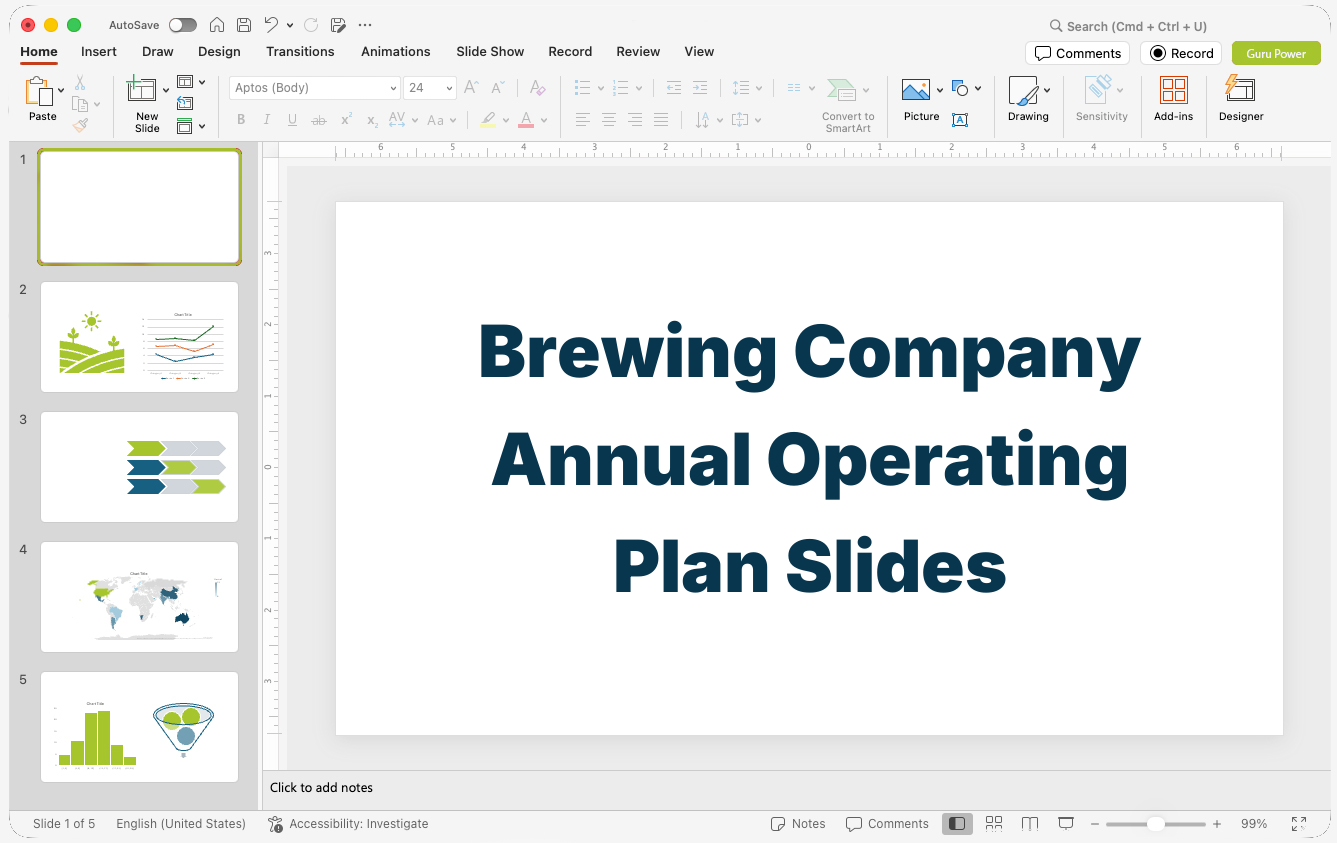 Brewing Company Annual Operating Plan Slides