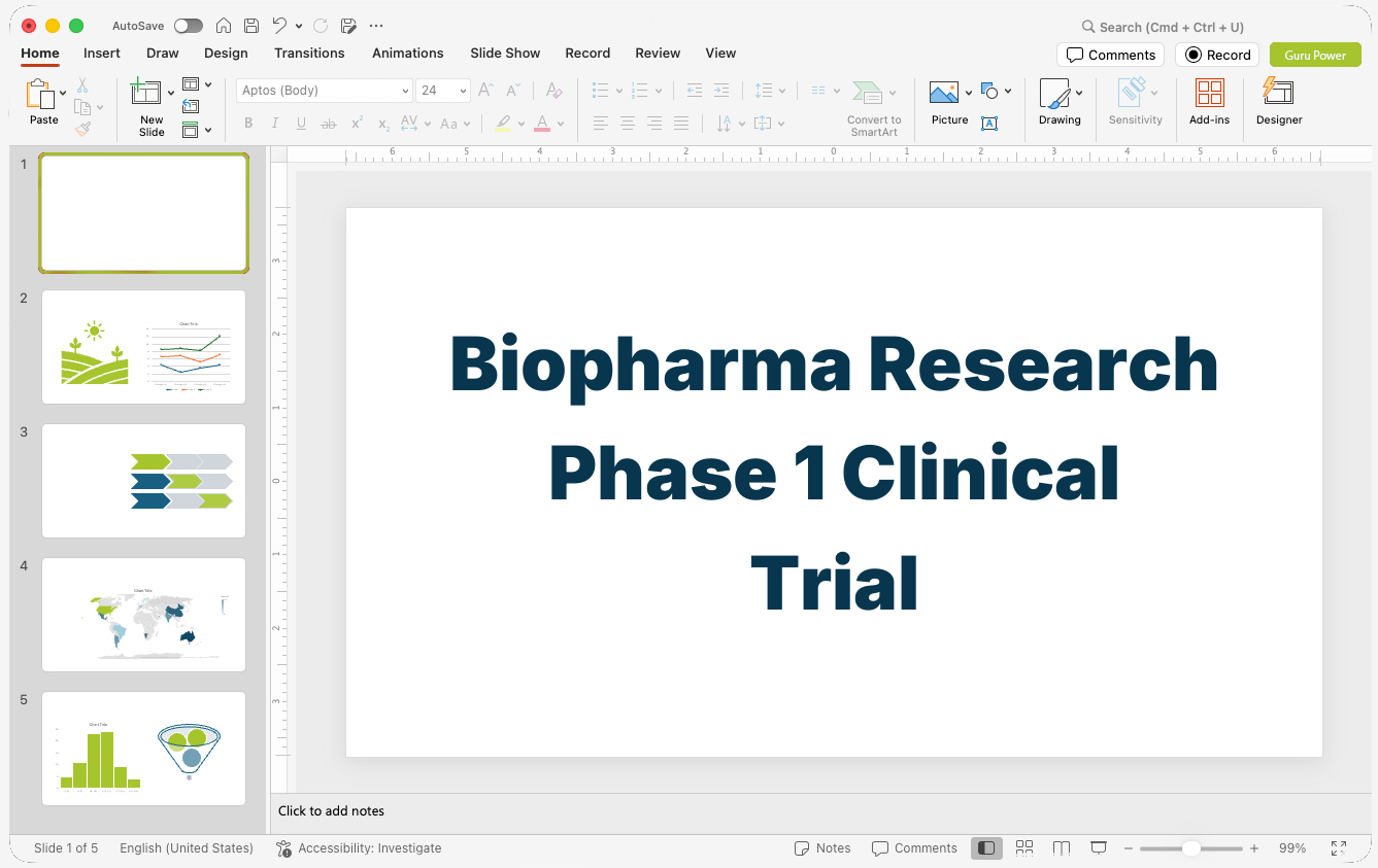 Biopharma Research Phase 1 Clinical Trial Pitch Deck