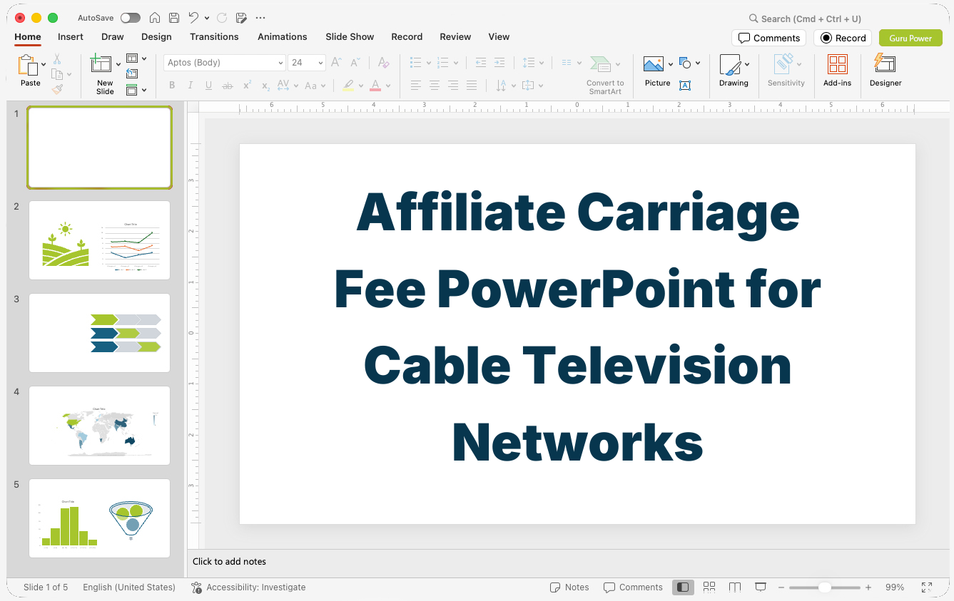 Affiliate Carriage Fee PowerPoint for Cable Television Networks