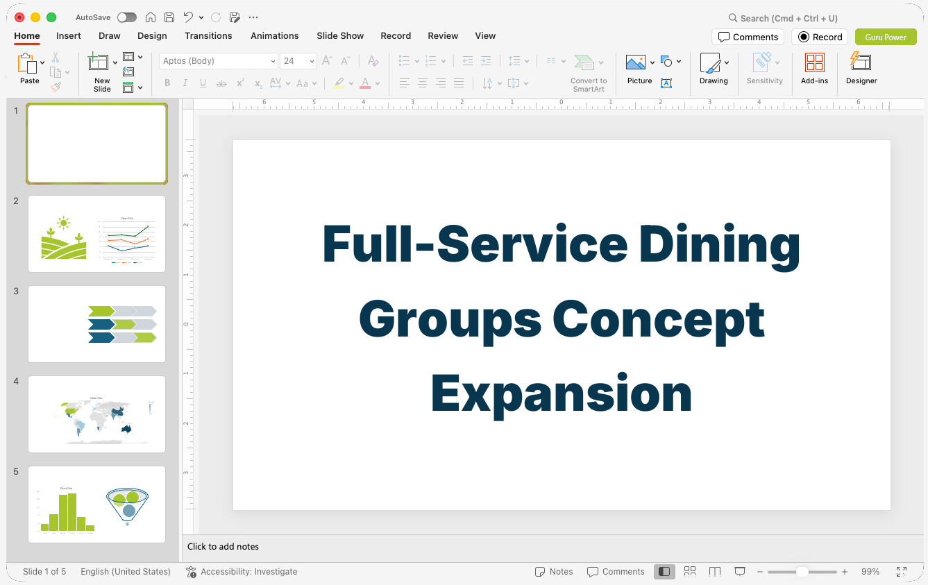 Full-Service Dining Groups Concept Expansion Presentation