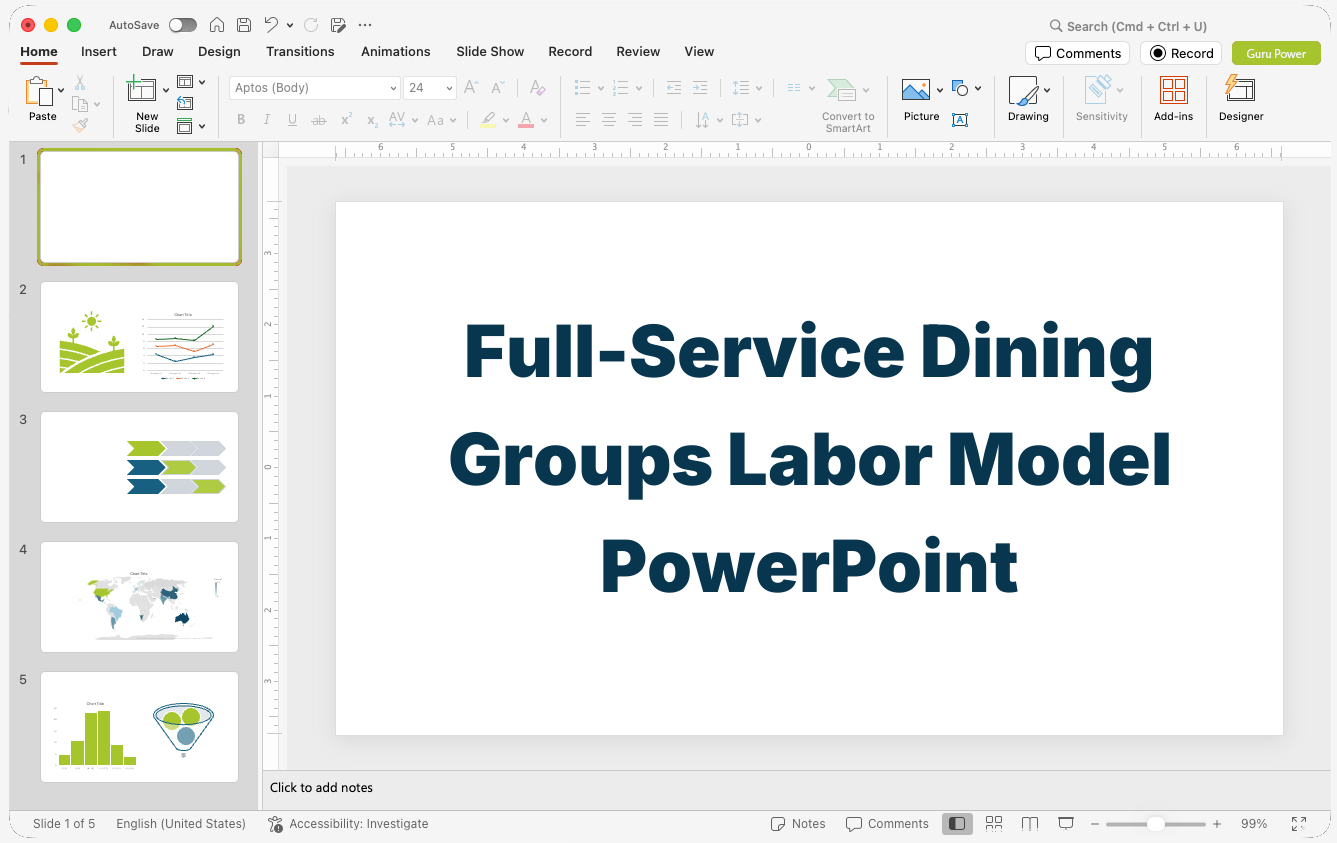 Full-Service Dining Groups Labor Model PowerPoint