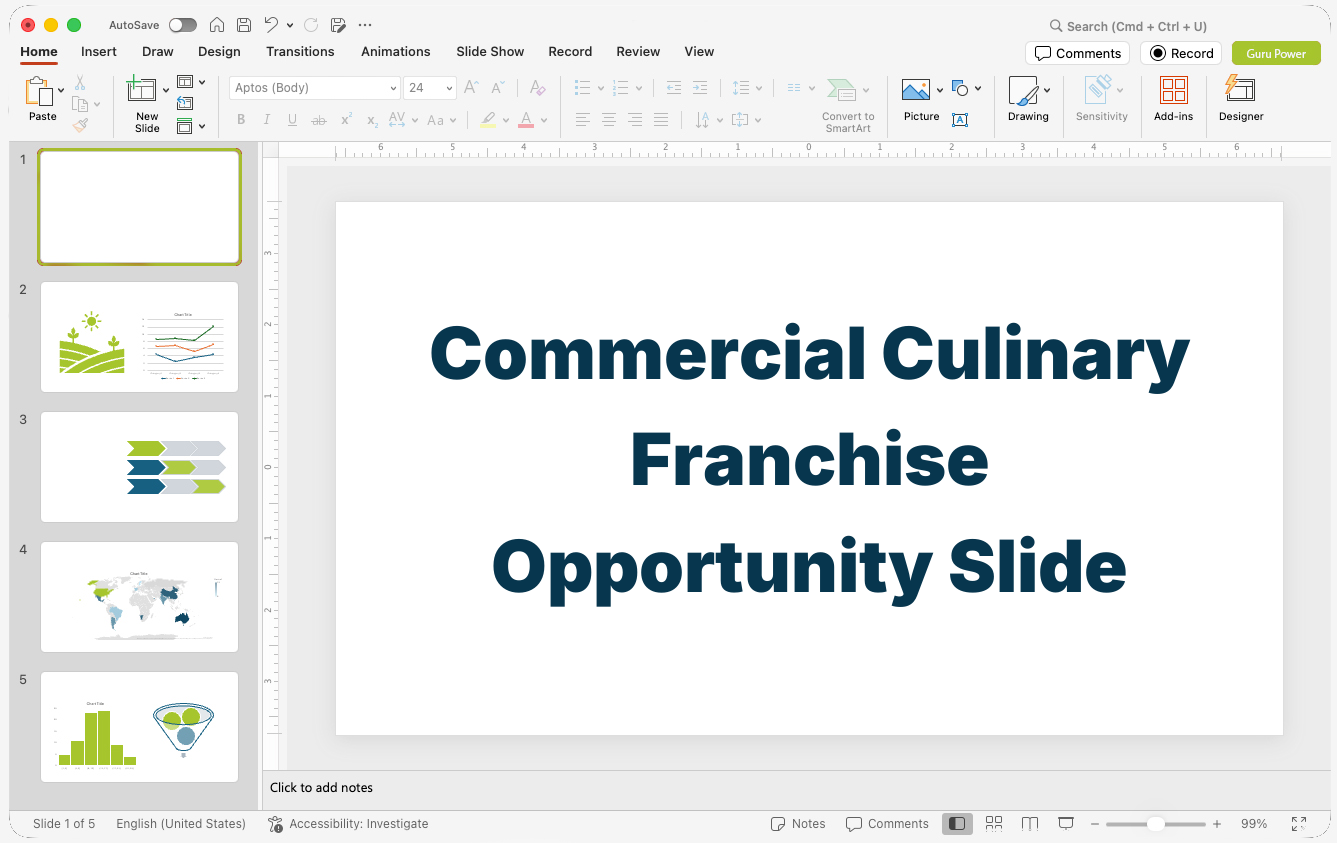 Commercial Culinary Franchise Opportunity Slide-Deck