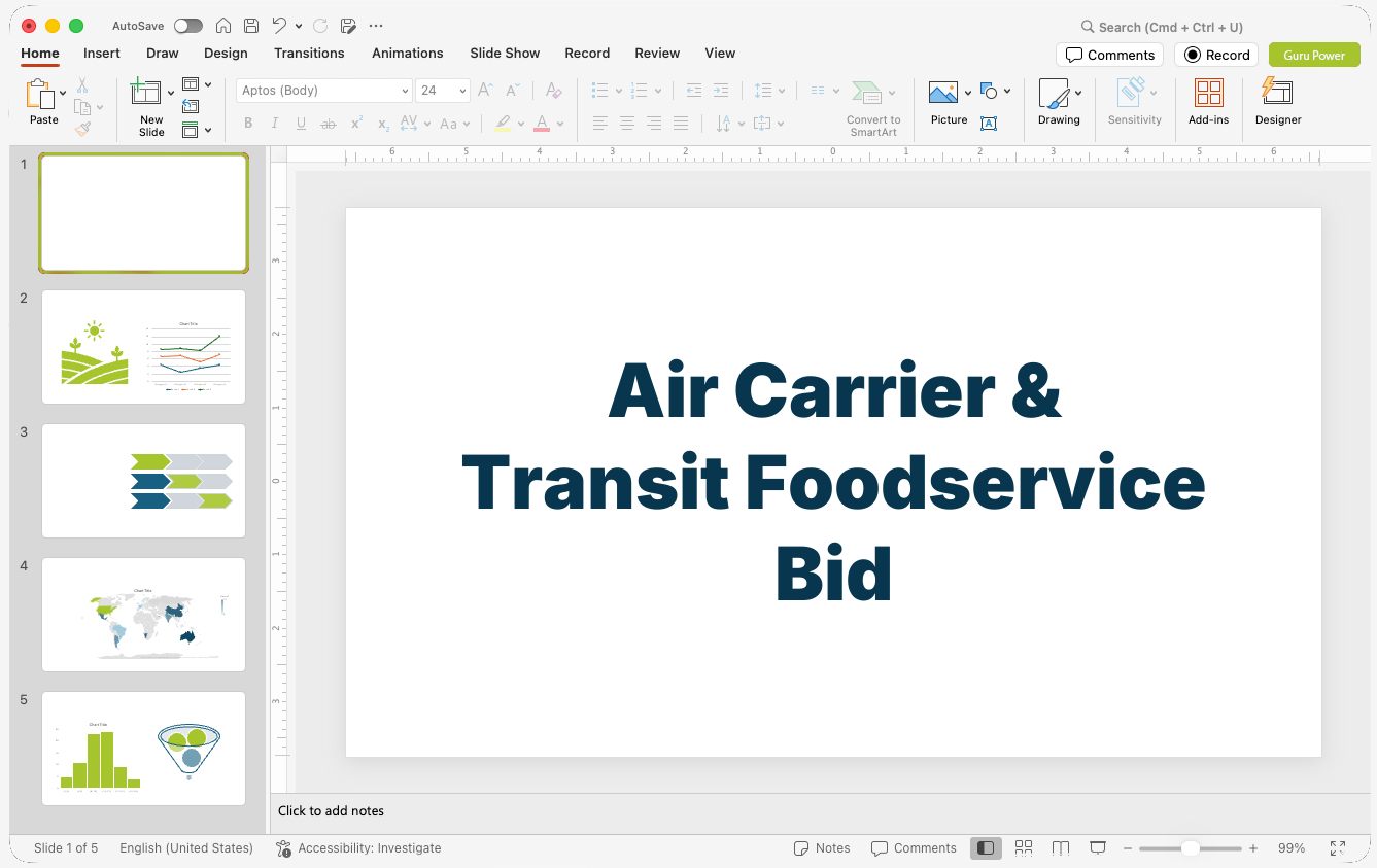 Air Carrier & Transit Foodservice Bid Pitch