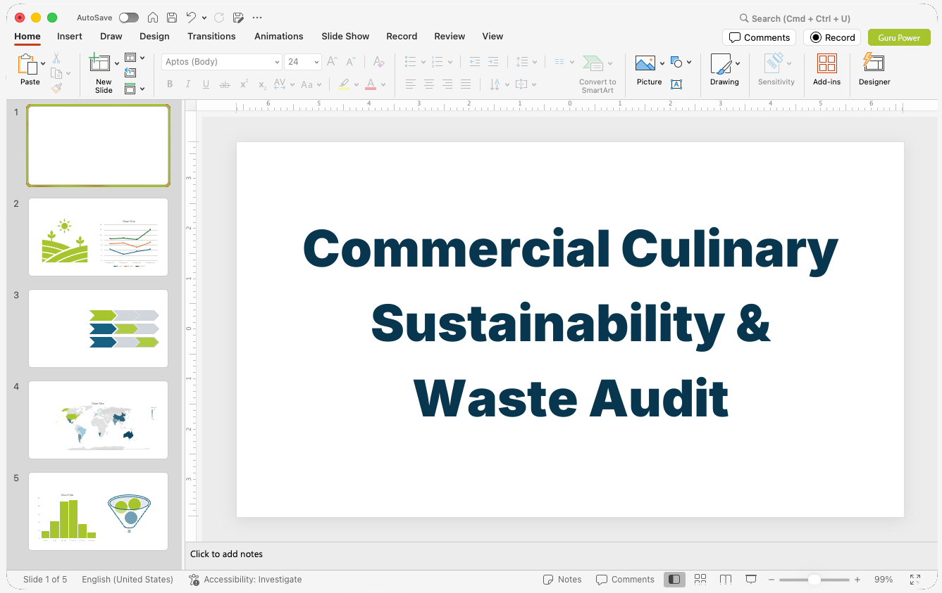 Commercial Culinary Sustainability & Waste Audit Deck