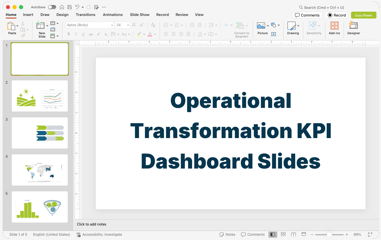 Operational Transformation KPI Dashboard Slides