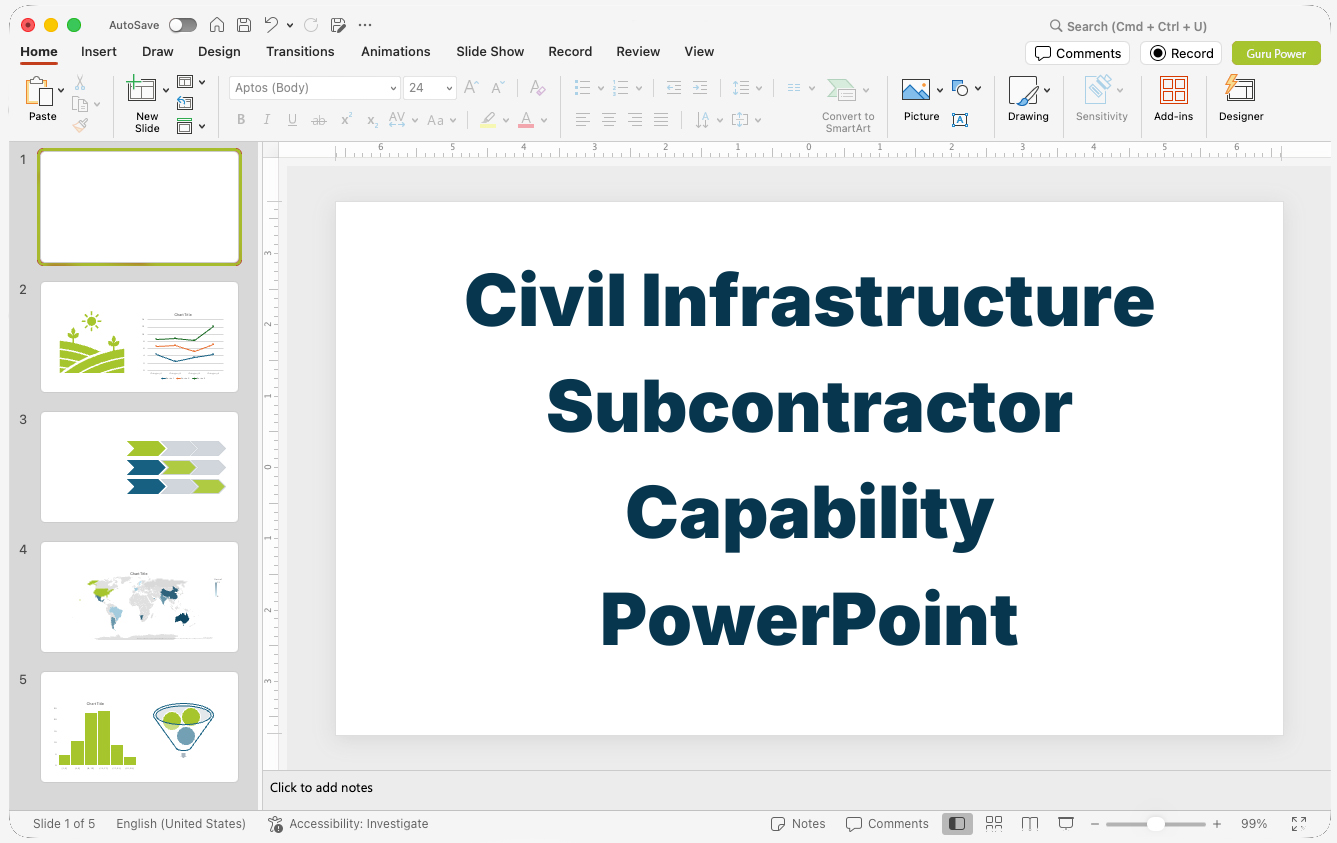 Civil Infrastructure Subcontractor Capability PowerPoint