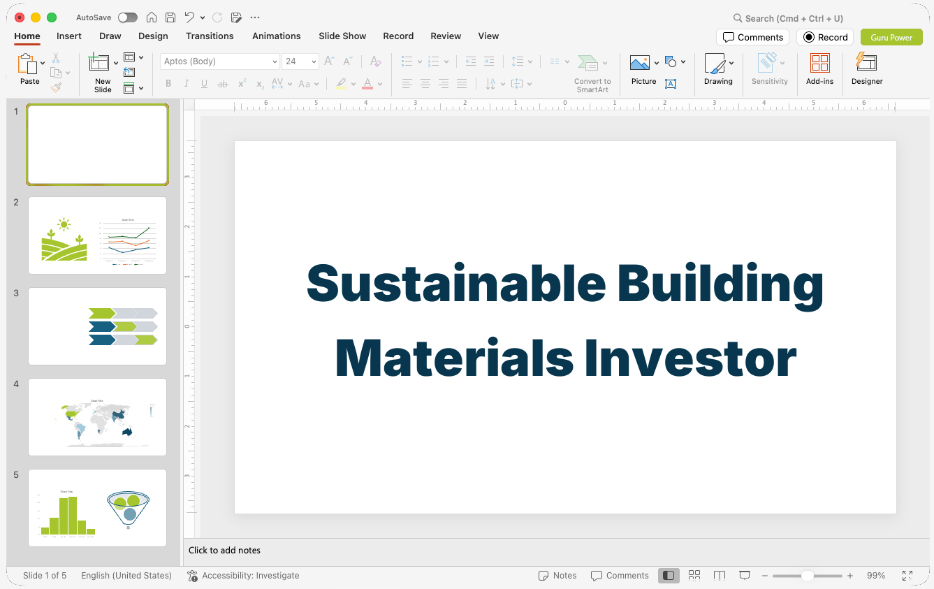 Sustainable Building Materials Investor Pitch Deck