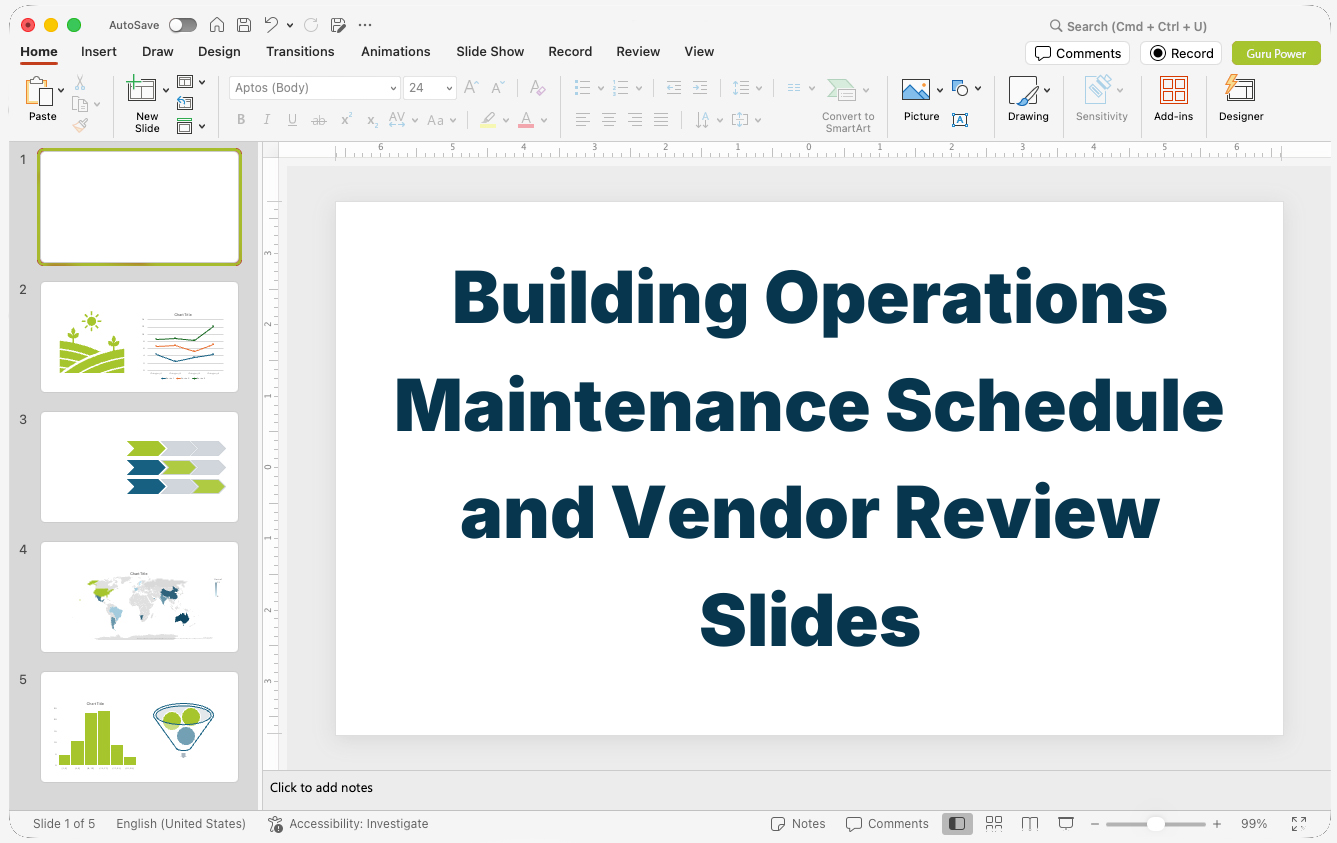 Building Operations Maintenance Schedule and Vendor Review Slides