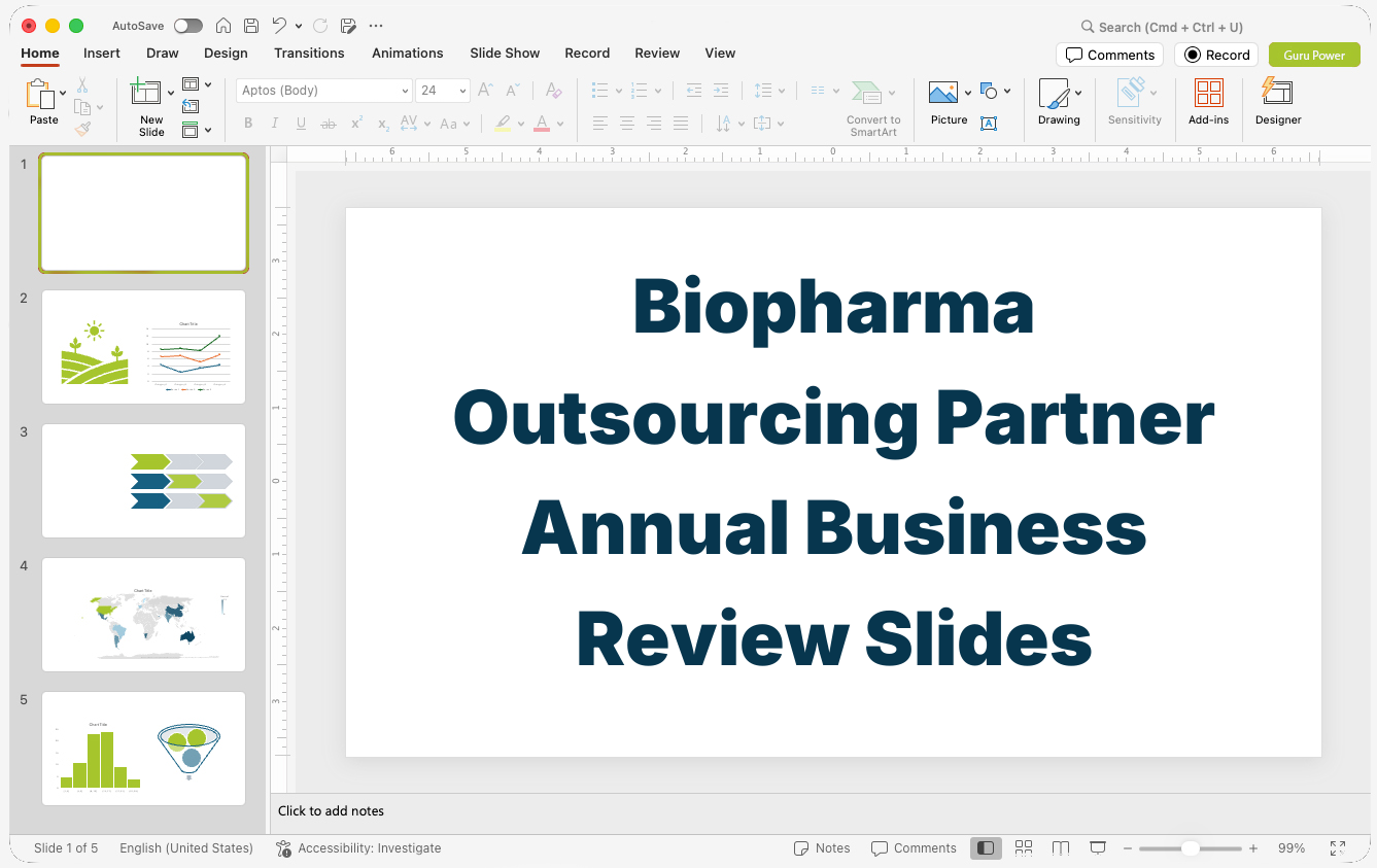 Biopharma Outsourcing Partner Annual Business Review Slides