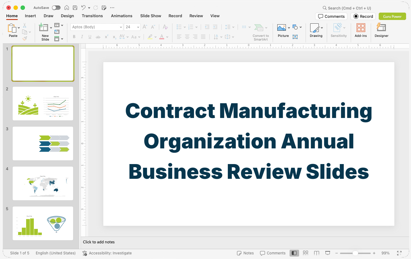 Contract Manufacturing Organization Annual Business Review Slides