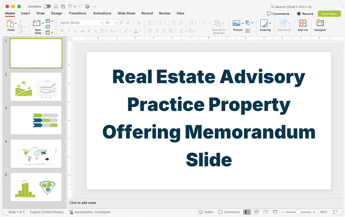 Real Estate Advisory Practice Property Offering Memorandum Slide-Deck