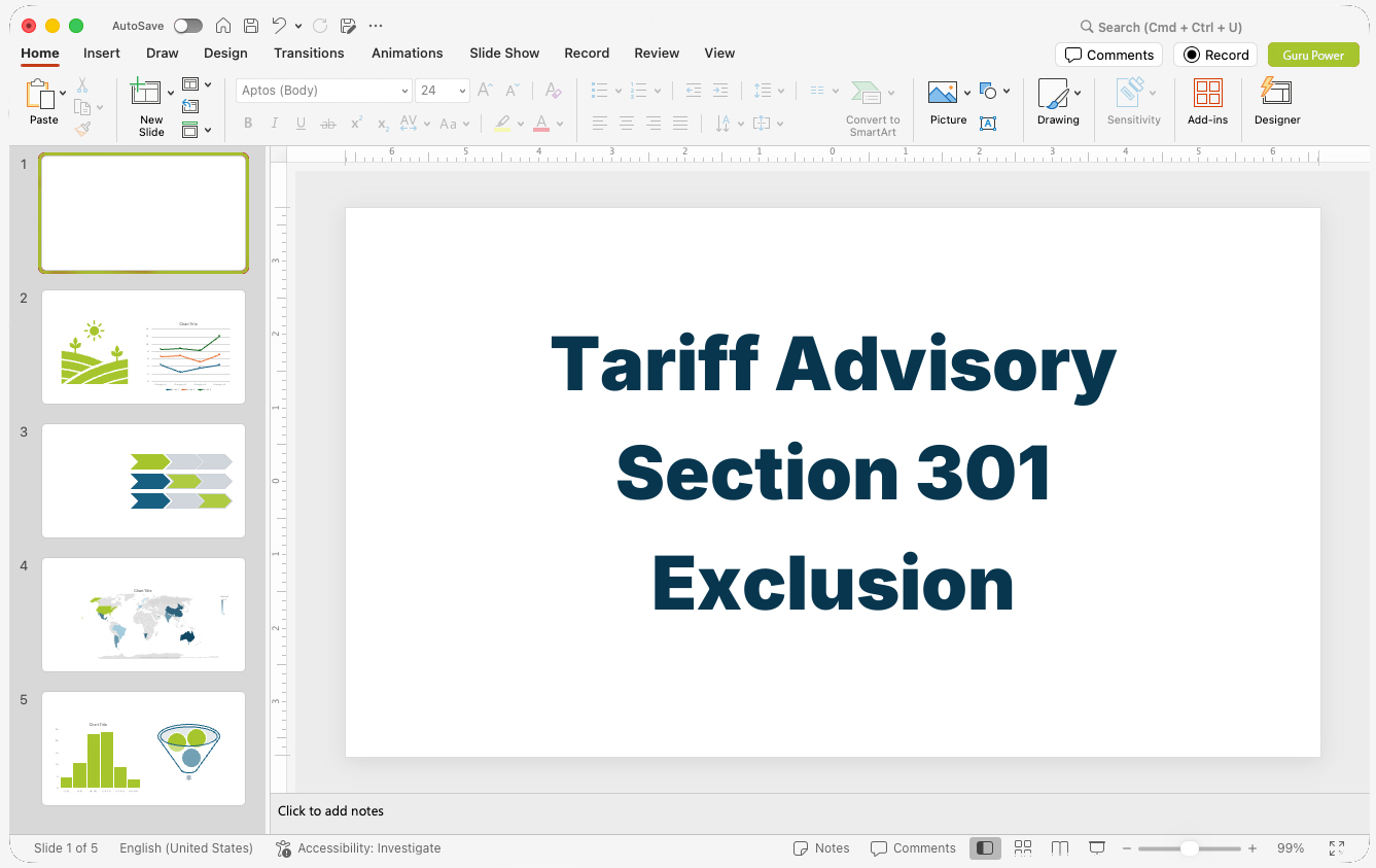 Tariff Advisory Section 301 Exclusion Pitch Deck