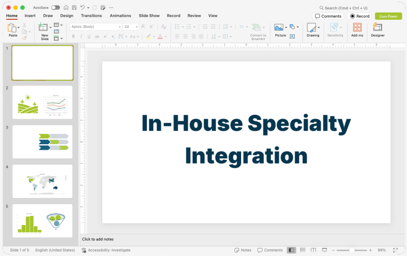 In-House Specialty Integration Proposal