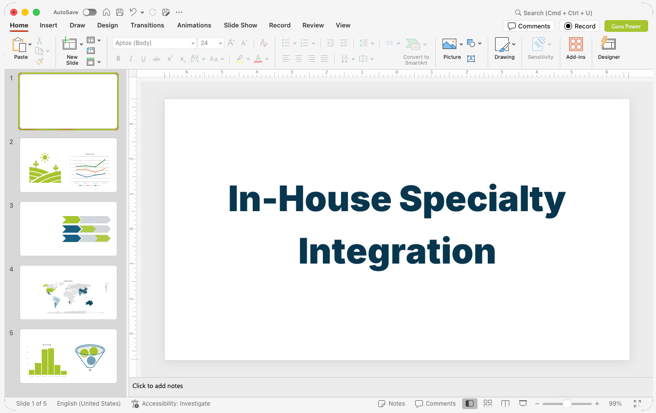 In-House Specialty Integration Proposal