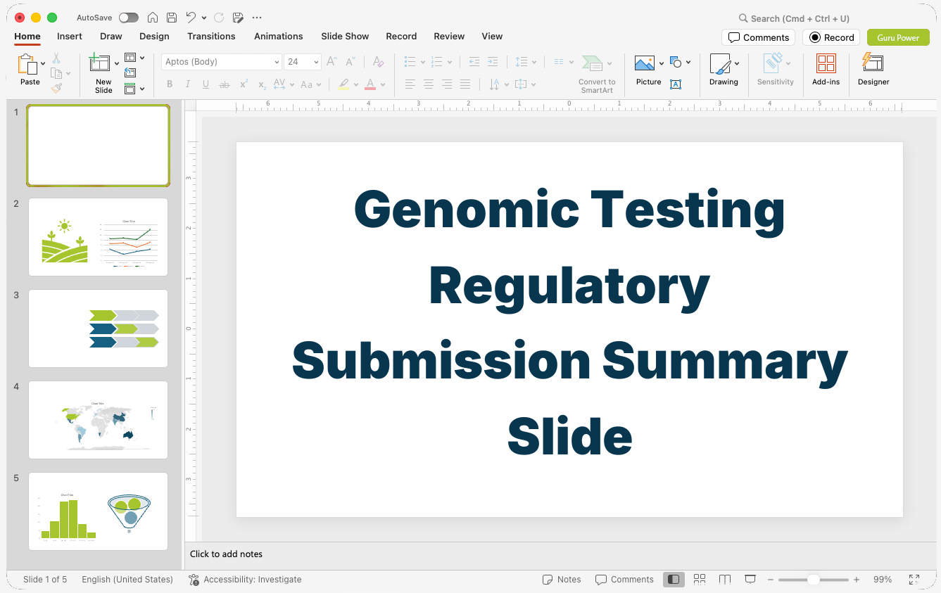 Genomic Testing Regulatory Submission Summary Slide-Deck