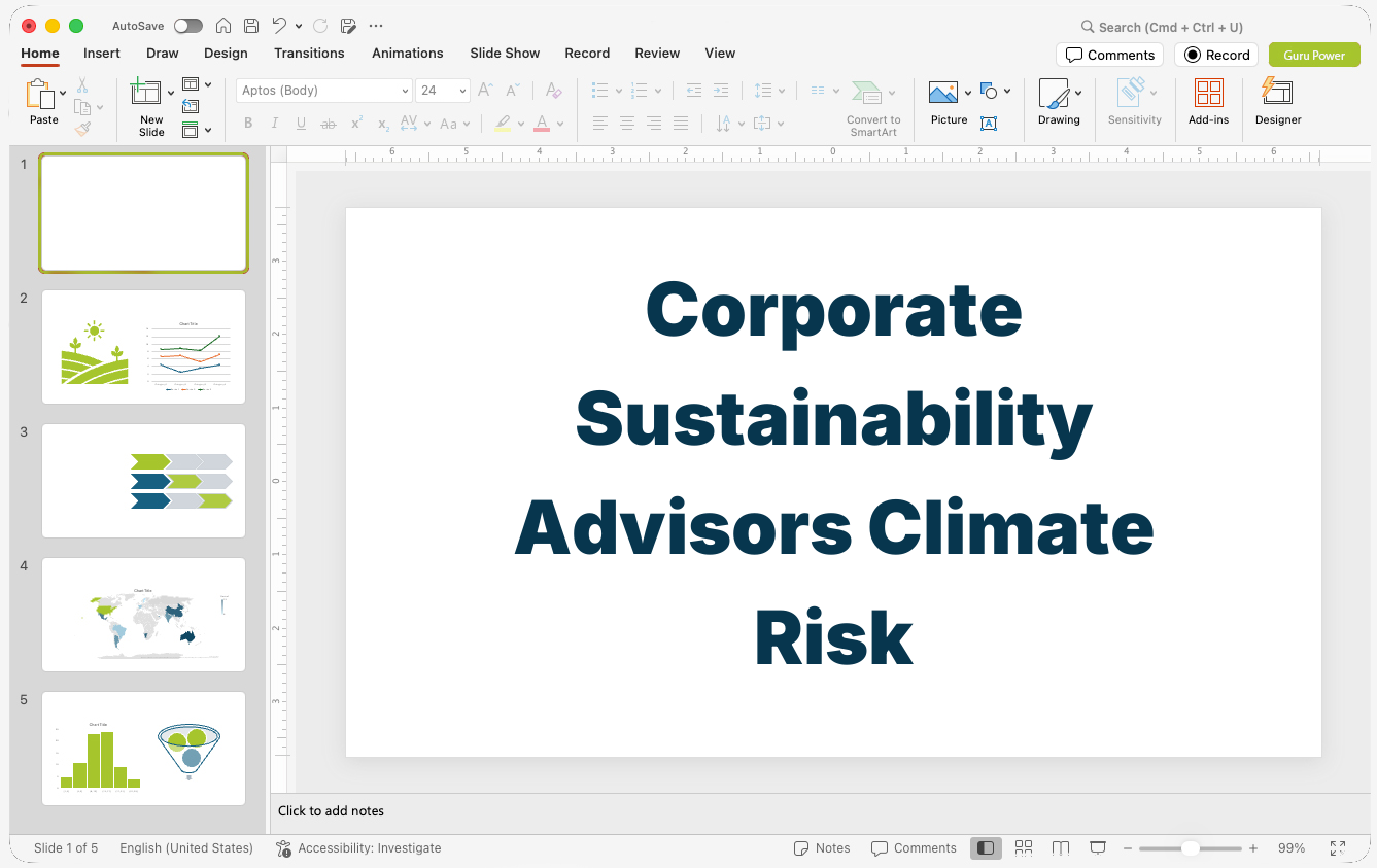 Corporate Sustainability Advisors Climate Risk Pitch-Deck