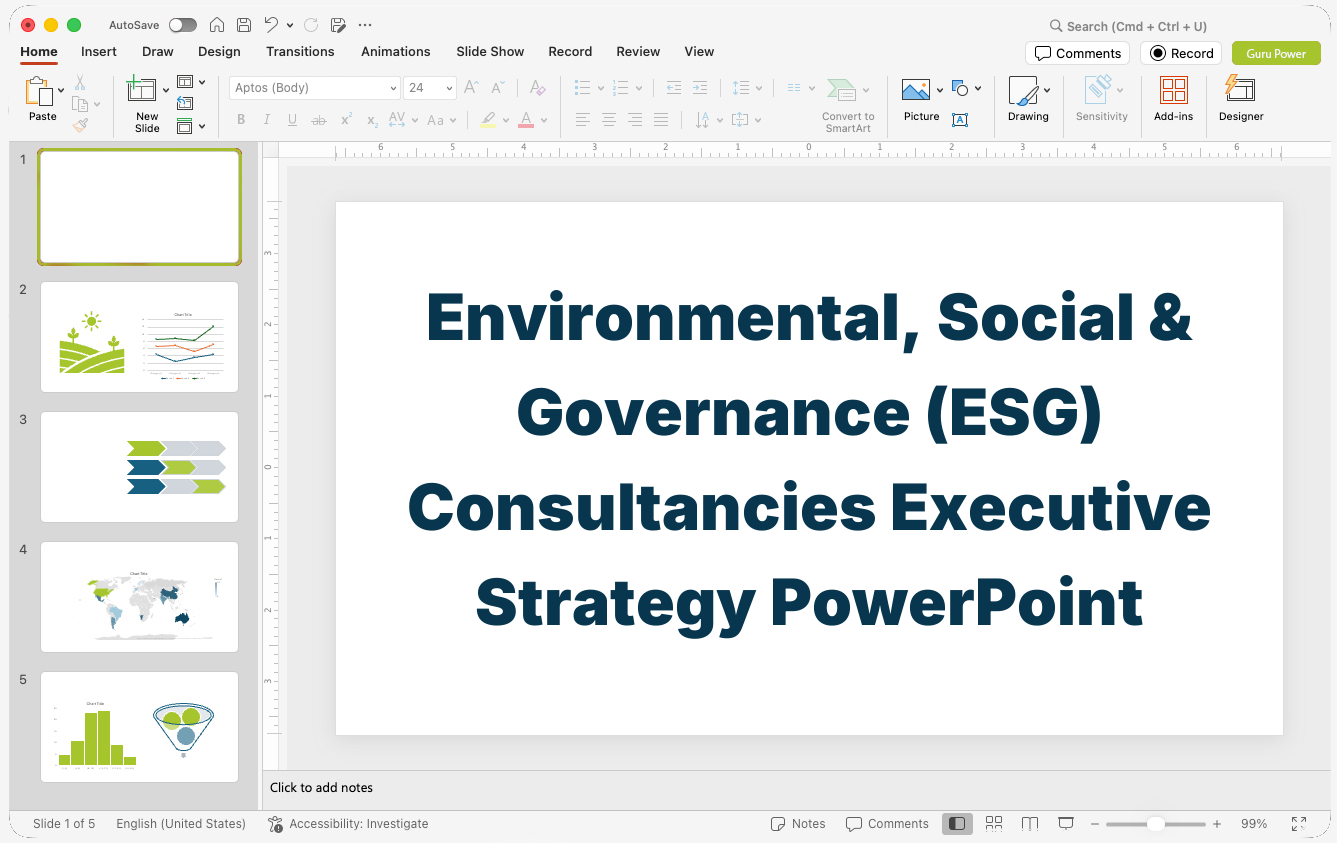 Environmental, Social & Governance (ESG) Consultancies Executive Strategy PowerPoint