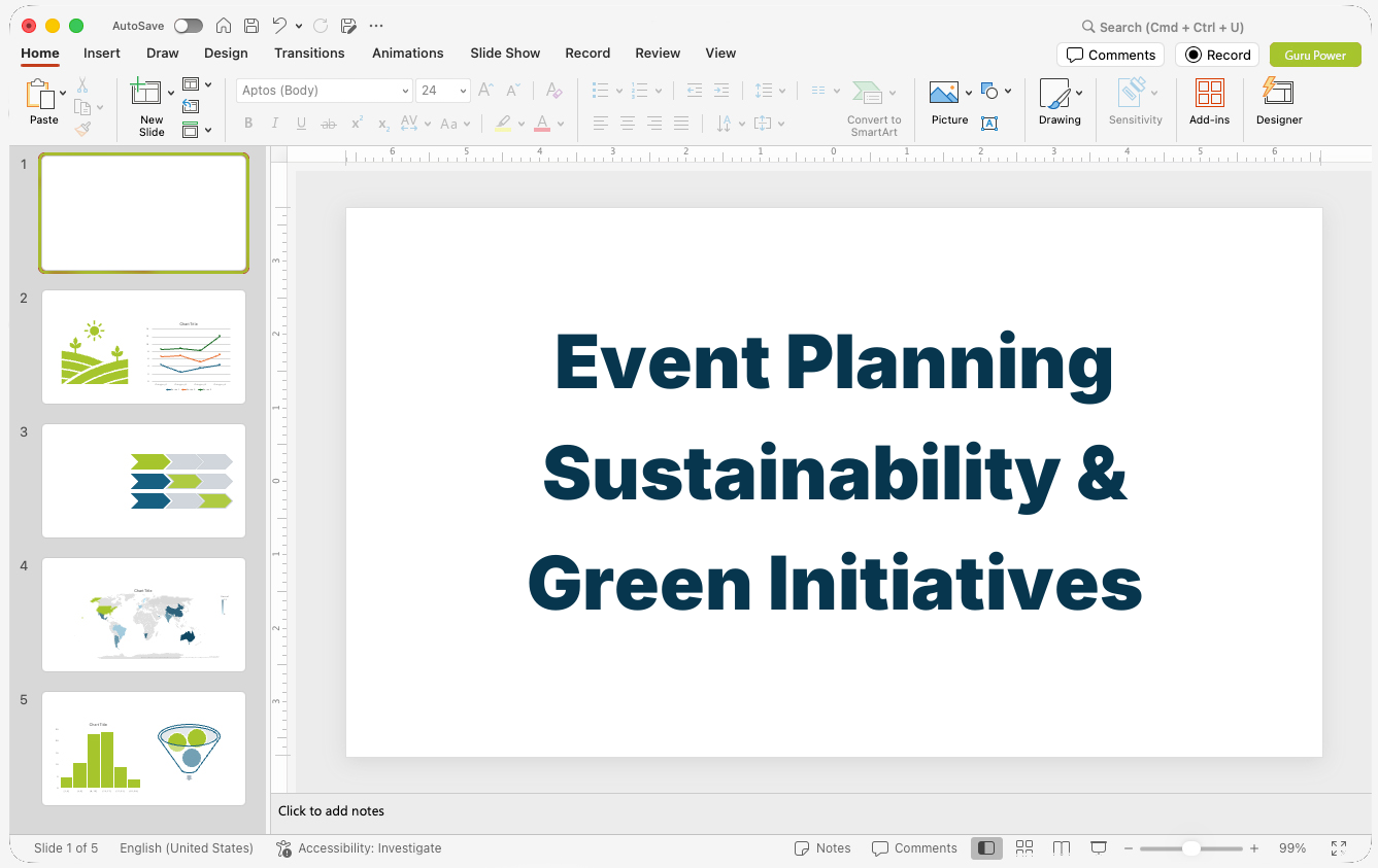 Event Planning Sustainability & Green Initiatives Deck