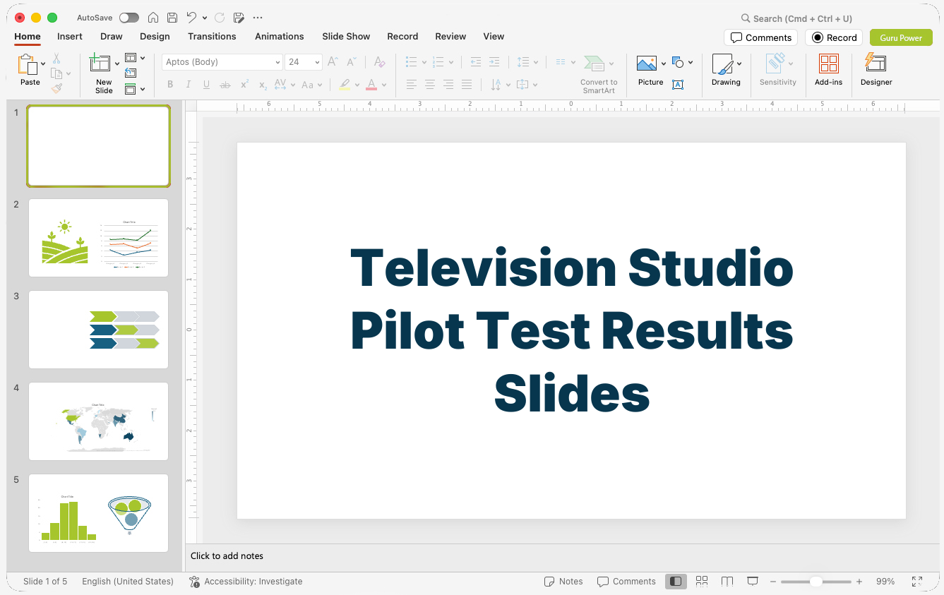 Television Studio Pilot Test Results Slides