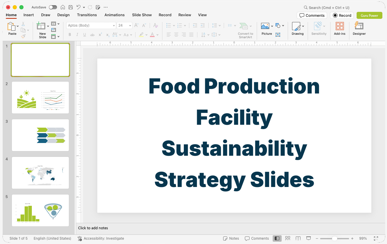 Food Production Facility Sustainability Strategy Slides