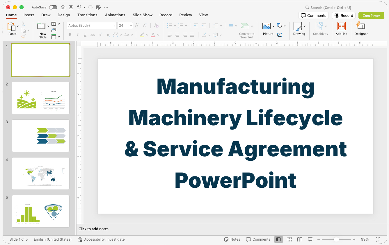 Manufacturing Machinery Lifecycle & Service Agreement PowerPoint