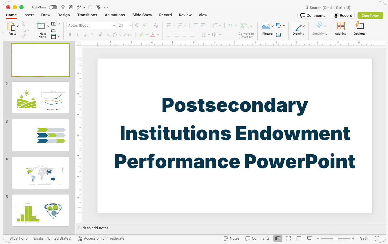 Postsecondary Institutions Endowment Performance PowerPoint