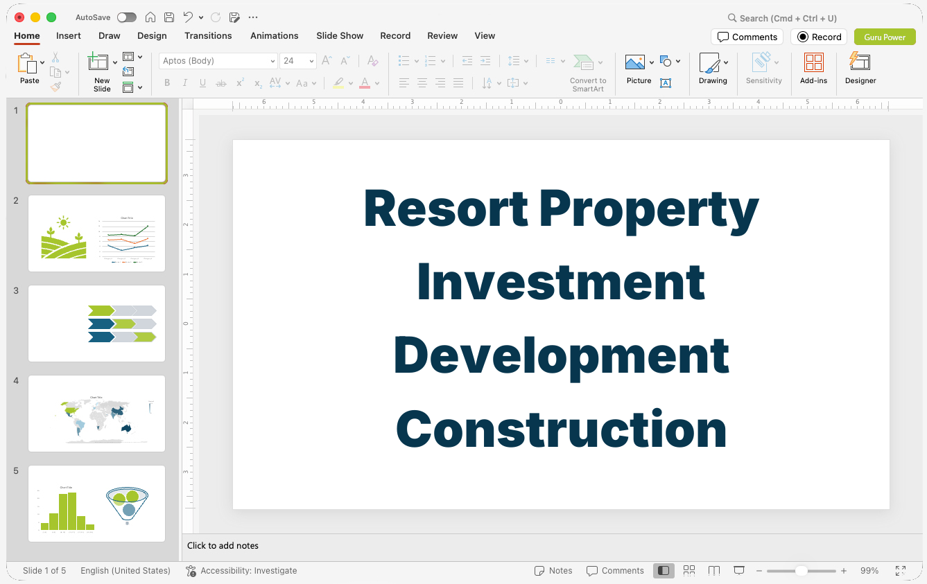 Resort Property Investment Development Construction Pitch-Deck