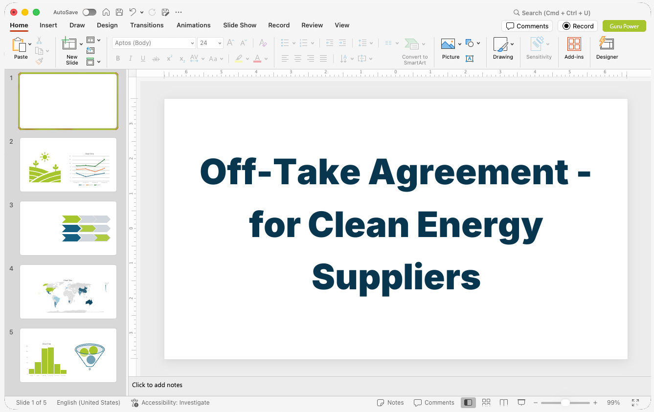 Off-Take Agreement Pitch-Deck for Clean Energy Suppliers
