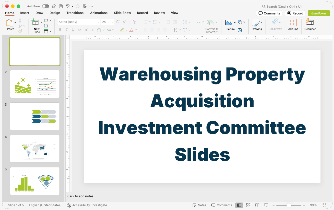 Warehousing Property Acquisition Investment Committee Slides