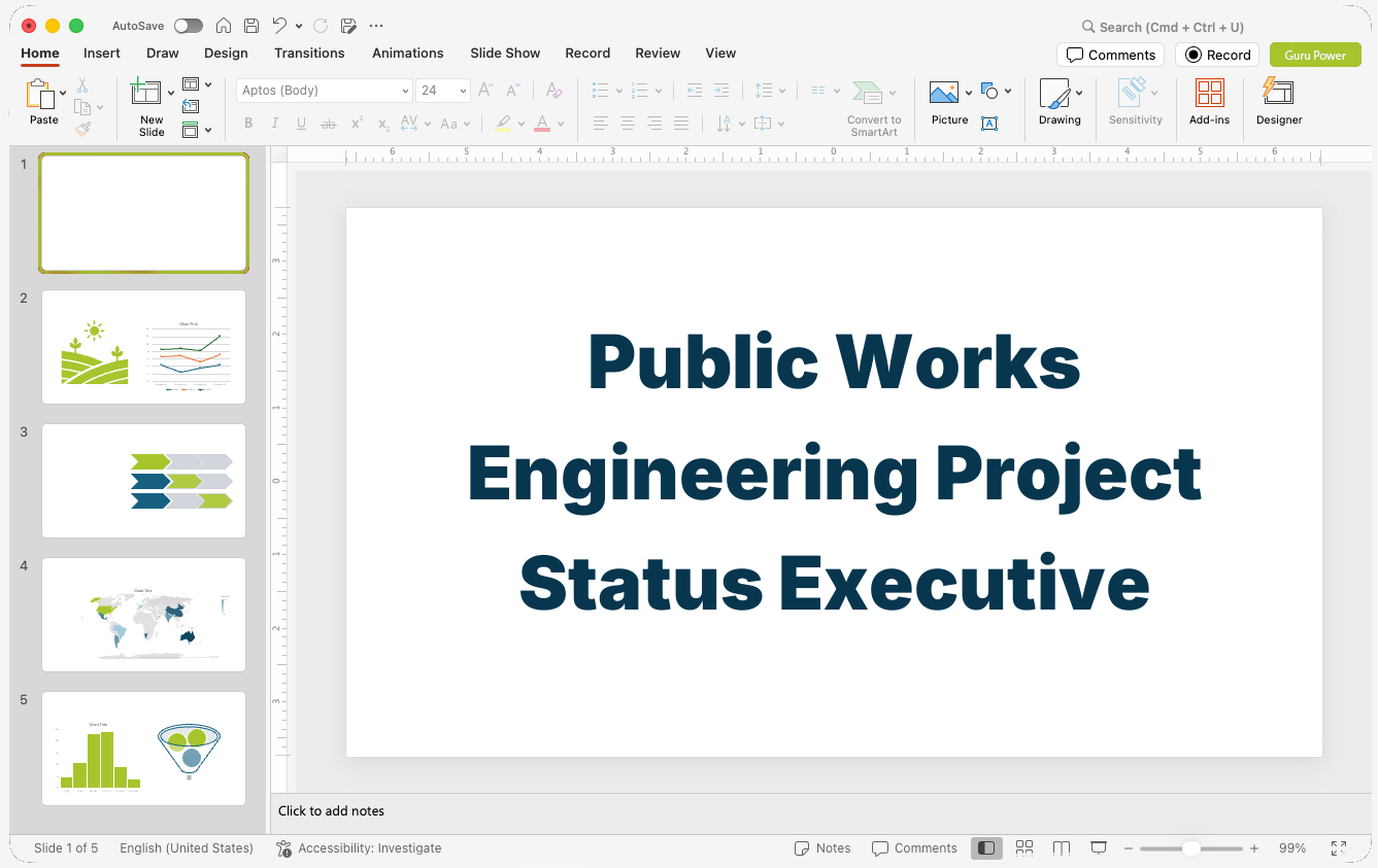 Public Works Engineering Project Status Executive Presentation