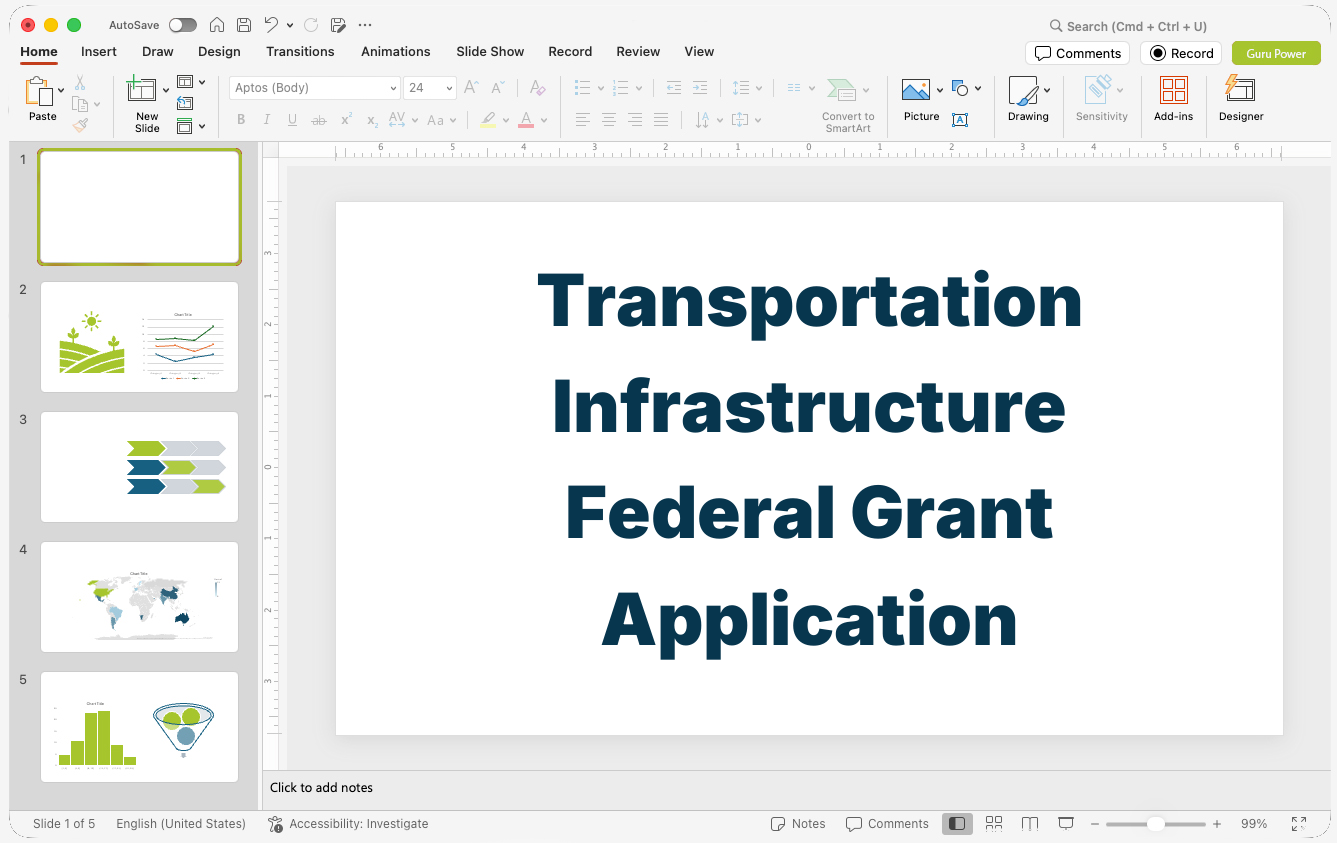 Transportation Infrastructure Federal Grant Application Presentation