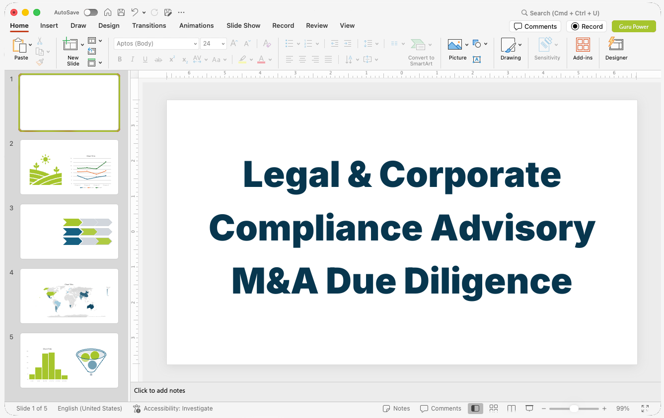 Legal & Corporate Compliance Advisory M&A Due Diligence Presentation