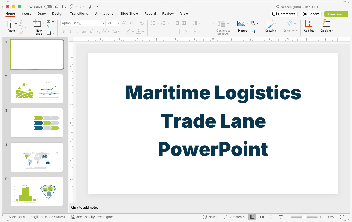 Maritime Logistics Trade Lane PowerPoint