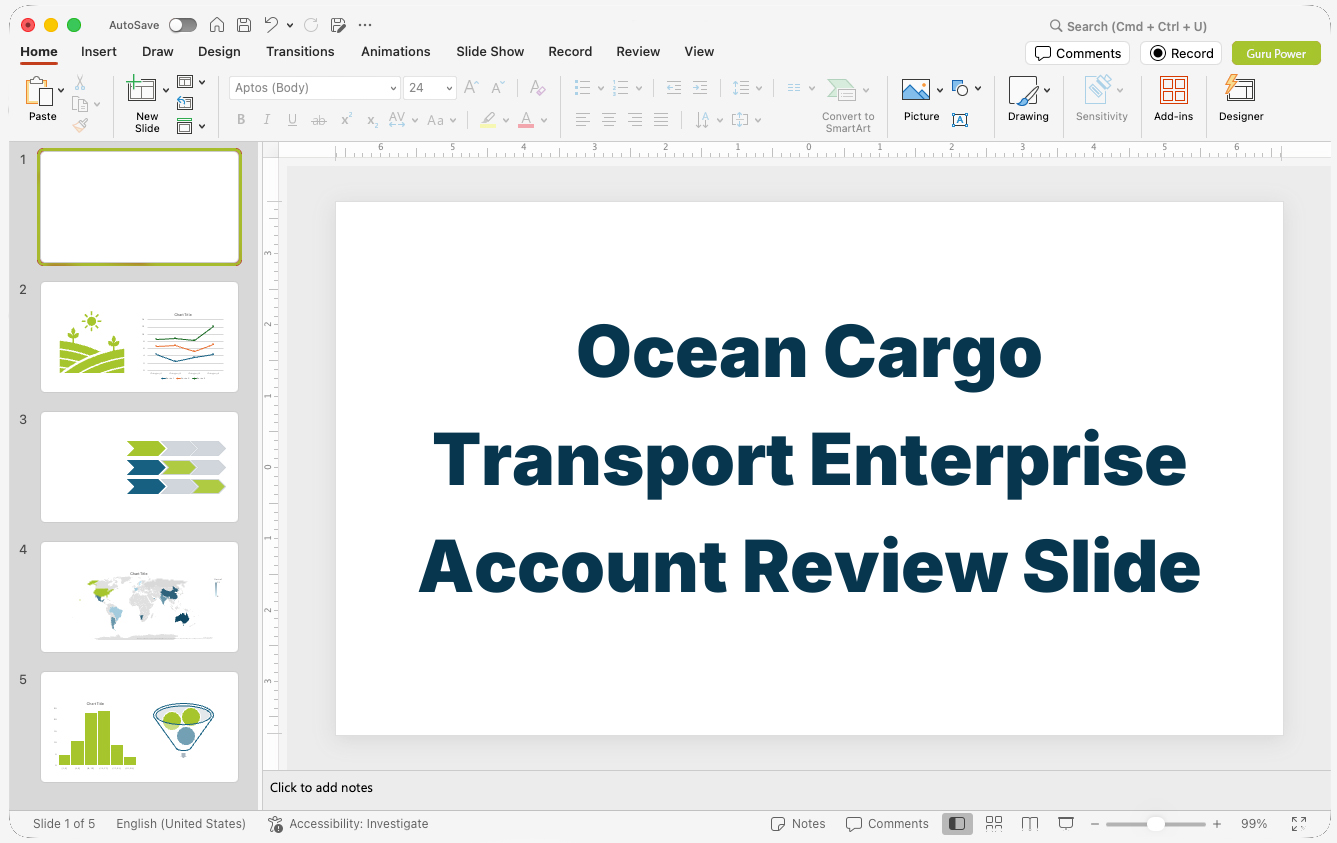Ocean Cargo Transport Enterprise Account Review Slide-Deck