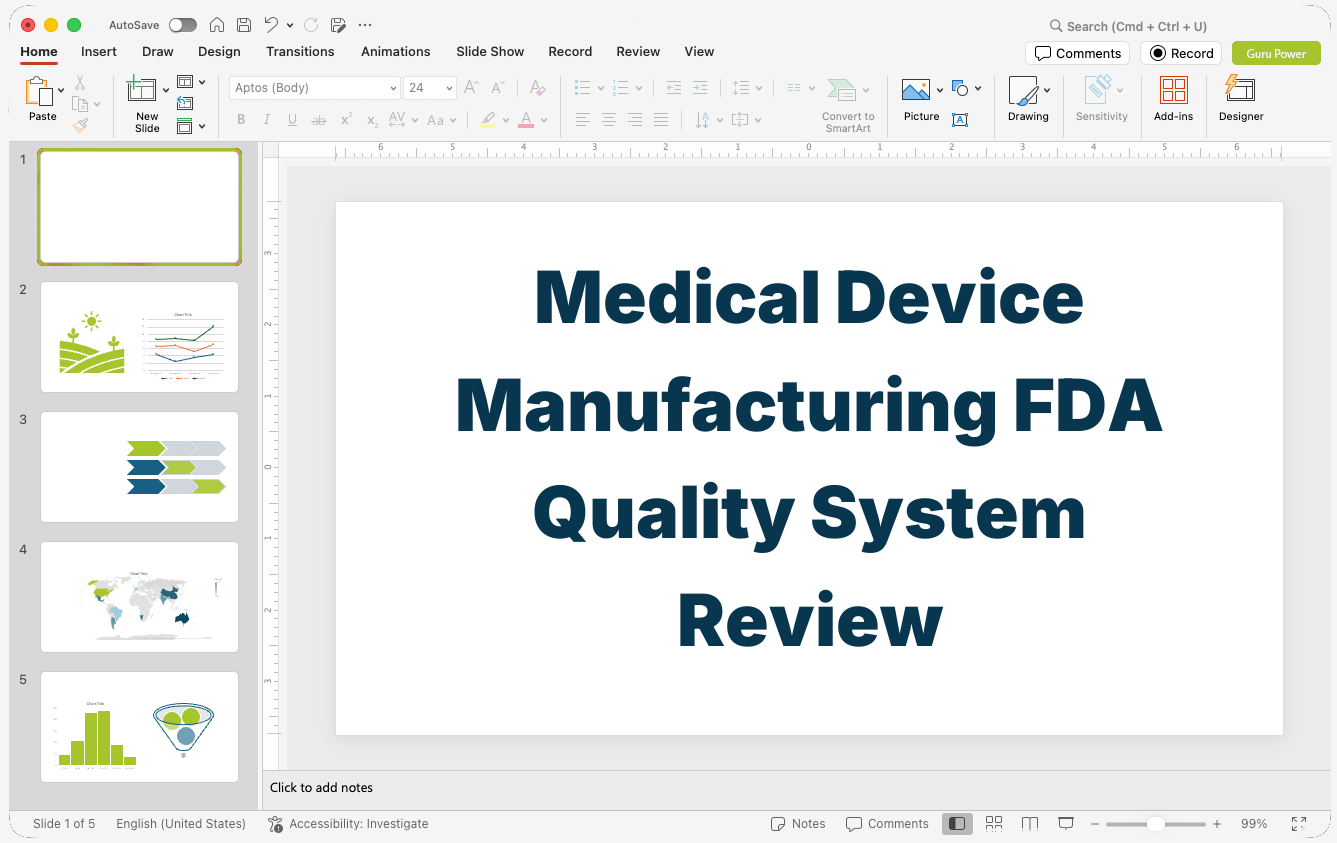Medical Device Manufacturing FDA Quality System Review Presentation