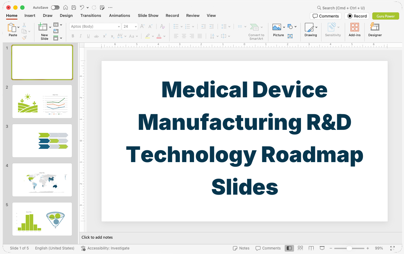 Medical Device Manufacturing R&D Technology Roadmap Slides