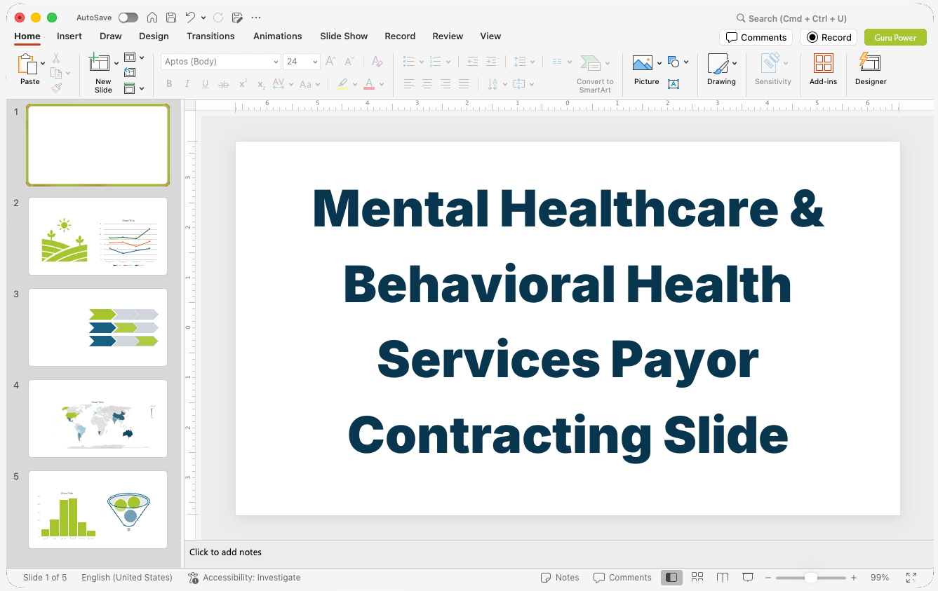 Mental Healthcare & Behavioral Health Services Payor Contracting Slide Deck