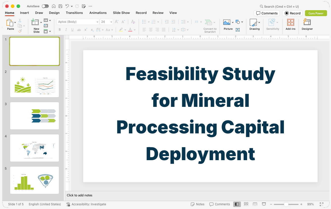 Feasibility Study Presentation for Mineral Processing Capital Deployment